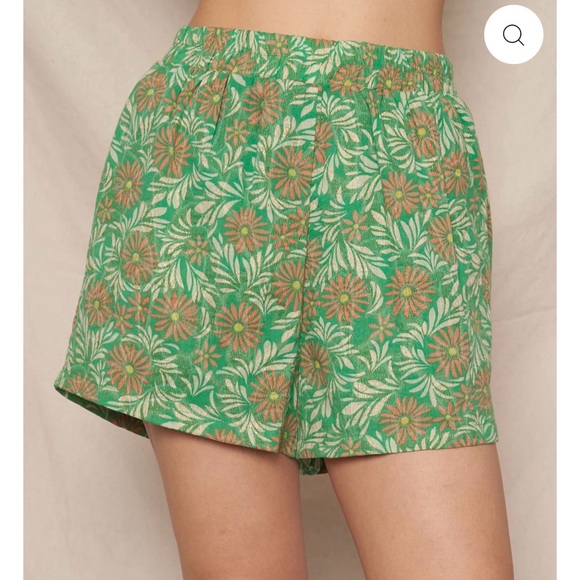 Hudson Gray Pants - Hudson Gray (Anthropologie) Floral Green and Metallic Shorts